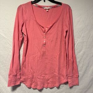 Victoria's Secret Sleep Shirt Size L Pink Termal Long Sleeves Pajama Henley Y2K
